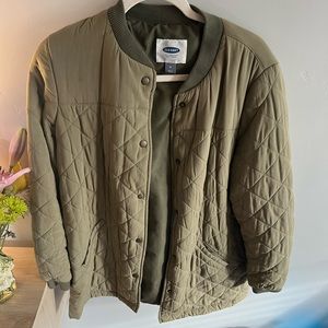 Old navy long bomber jacket - olive green